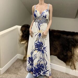 Stunning Splattered style Floral-print Sequins & Beaded Chiffon Dress